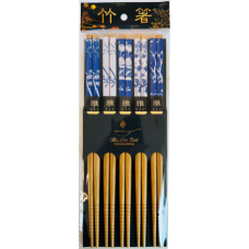 5 Pair 9.5" Bamboo Chopsticks - Plum, Orchid, Chrysanthemum & Bamboo (梅蘭菊竹)